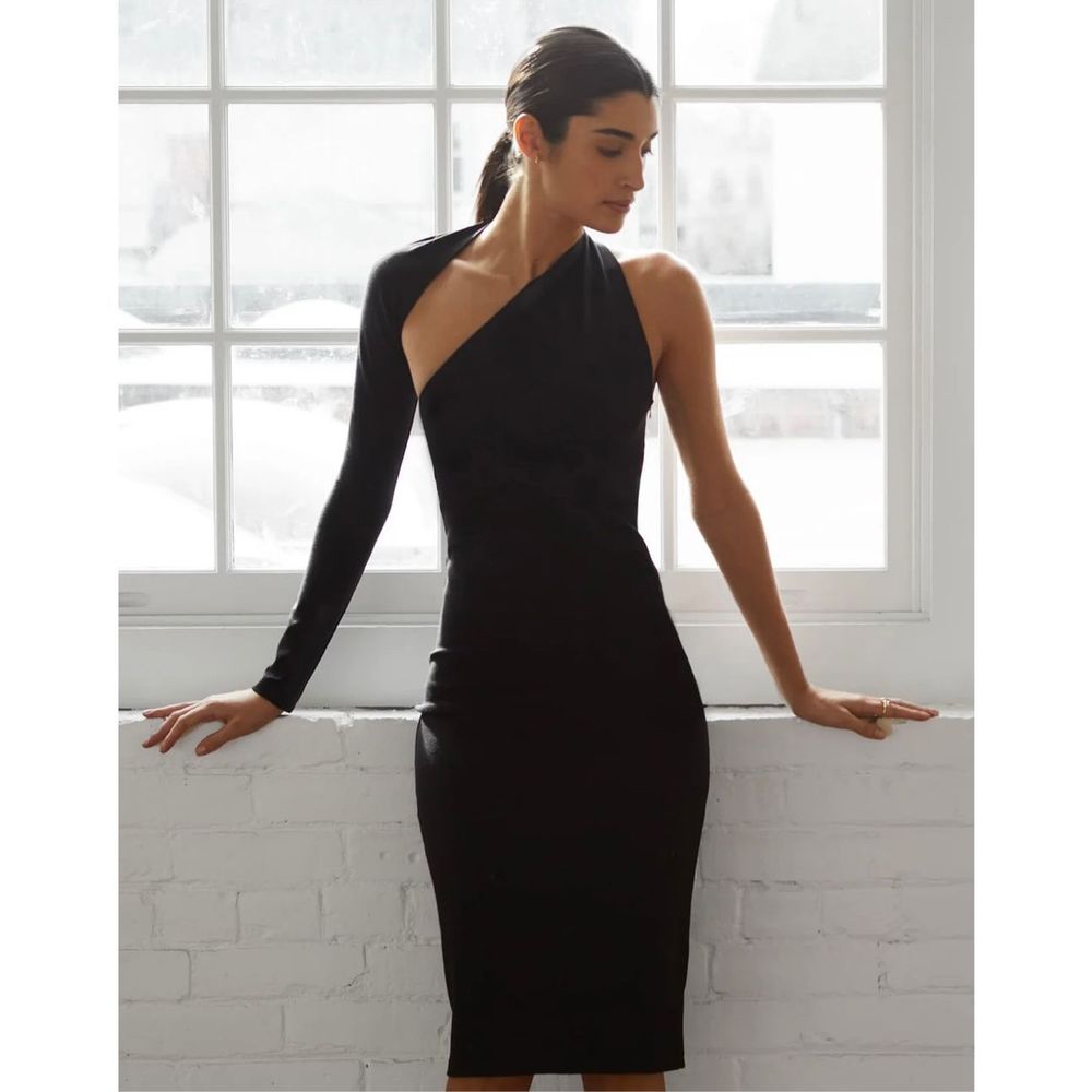 Marcella Manhattan One Shoulder Midi Dress XS